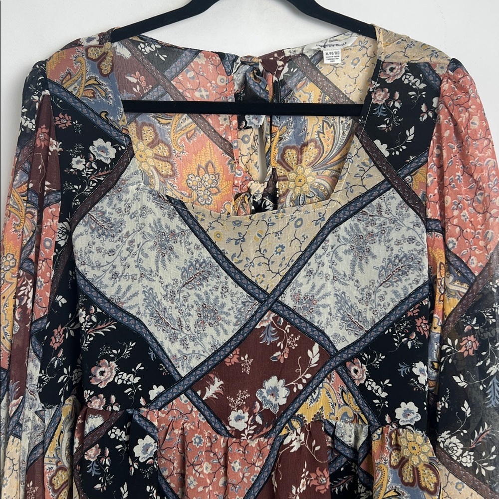 American Eagle Multi Color Patchwork Pattern Tie … - image 3